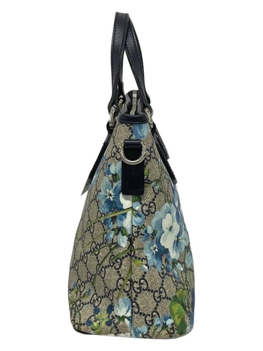 GUCCI GG Blooms 429019 Beige Ebony Navy PVC Leather Handbag - Picture 4 of 15